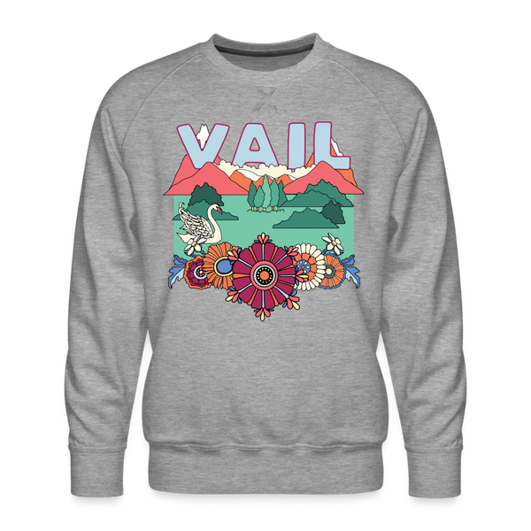 Premium Vail, Colorado Sweatshirt - Retro Boho Premium Men's Vail Sweatshirt - heather grey