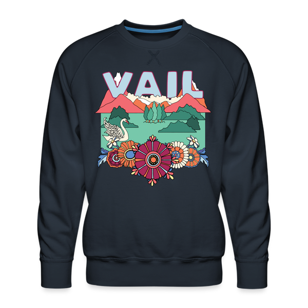 Premium Vail, Colorado Sweatshirt - Retro Boho Premium Men's Vail Sweatshirt - navy