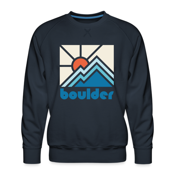Premium Boulder, Colorado Sweatshirt - Min Mountain - navy