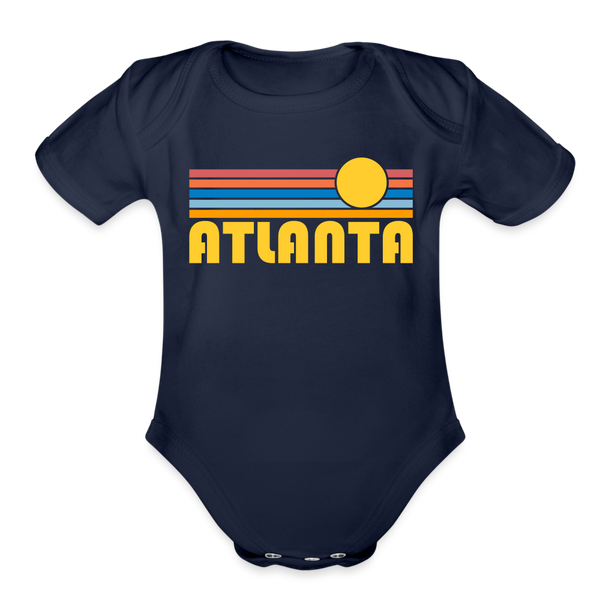 Atlanta, Georgia Baby Bodysuit Retro Sun - dark navy