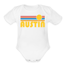 Austin, Texas Baby Bodysuit Retro Sun - white