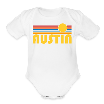 Austin, Texas Baby Bodysuit Retro Sun - white