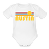 Austin, Texas Baby Bodysuit Retro Sun - white
