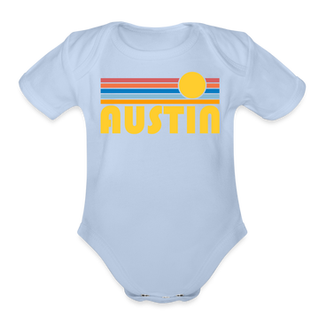 Austin, Texas Baby Bodysuit Retro Sun - sky