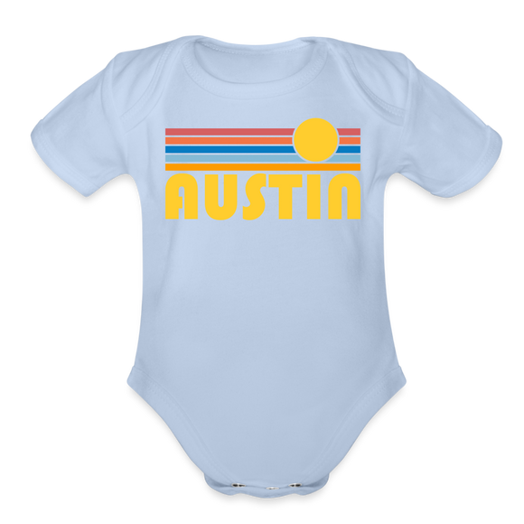 Austin, Texas Baby Bodysuit Retro Sun - sky