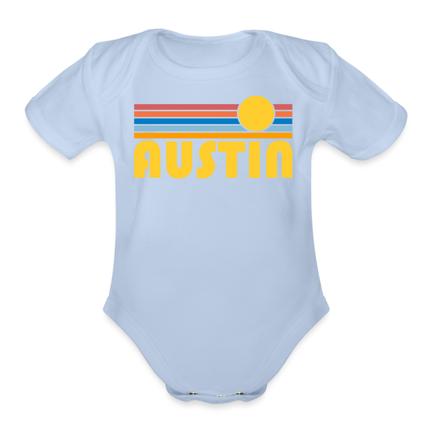Austin, Texas Baby Bodysuit Retro Sun - sky