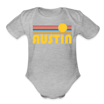 Austin, Texas Baby Bodysuit Retro Sun - heather grey