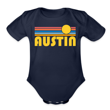 Austin, Texas Baby Bodysuit Retro Sun - dark navy