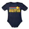 Austin, Texas Baby Bodysuit Retro Sun - dark navy
