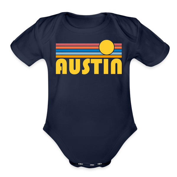 Austin, Texas Baby Bodysuit Retro Sun - dark navy