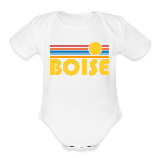 Boise, Idaho Baby Bodysuit Retro Sun - white