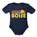 Boise, Idaho Baby Bodysuit Retro Sun - dark navy