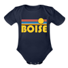 Boise, Idaho Baby Bodysuit Retro Sun - dark navy