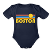 Boston, Massachusetts Baby Bodysuit Retro Sun - dark navy