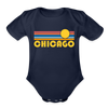 Chicago, Illinois Baby Bodysuit Retro Sun - dark navy