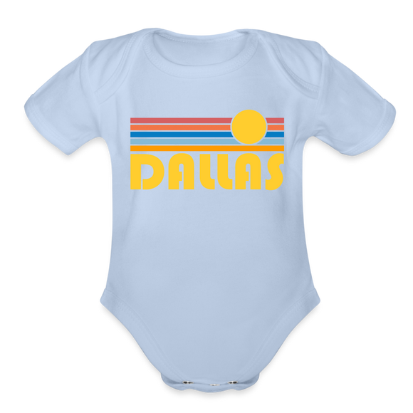 Dallas, Texas Baby Bodysuit Retro Sun - sky
