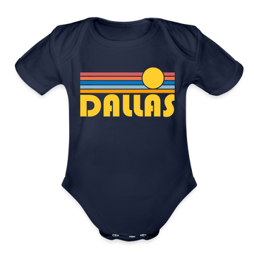 Dallas, Texas Baby Bodysuit Retro Sun - dark navy