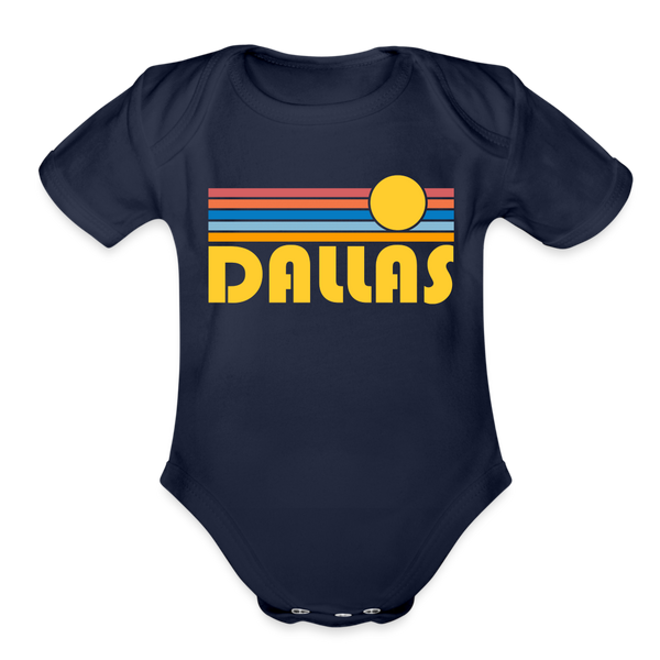 Dallas, Texas Baby Bodysuit Retro Sun - dark navy
