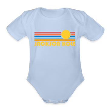 Jackson Hole, Wyoming Baby Bodysuit Retro Sun - sky