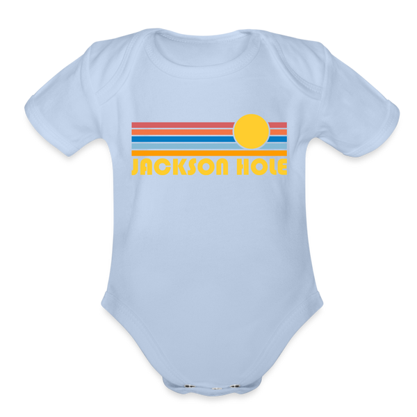 Jackson Hole, Wyoming Baby Bodysuit Retro Sun - sky