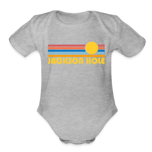 Jackson Hole, Wyoming Baby Bodysuit Retro Sun - heather grey