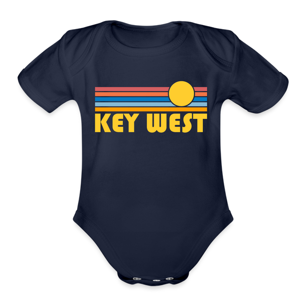 Key West, Florida Baby Bodysuit Retro Sun - dark navy