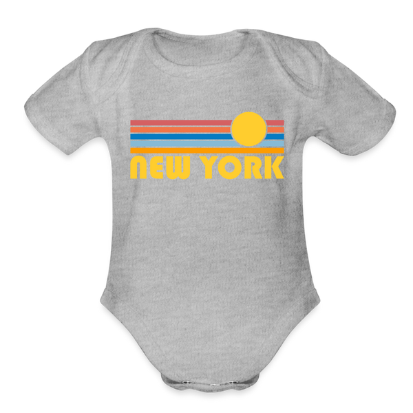 New York, New York Baby Bodysuit Retro Sun - heather grey