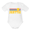 Seattle, Washington Baby Bodysuit Retro Sun - white