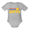 Seattle, Washington Baby Bodysuit Retro Sun - heather grey