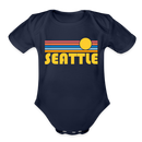 Seattle, Washington Baby Bodysuit Retro Sun - dark navy