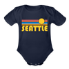 Seattle, Washington Baby Bodysuit Retro Sun - dark navy