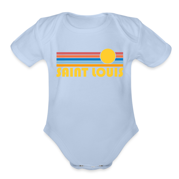 St. Louis, Missouri Baby Bodysuit Retro Sun - sky