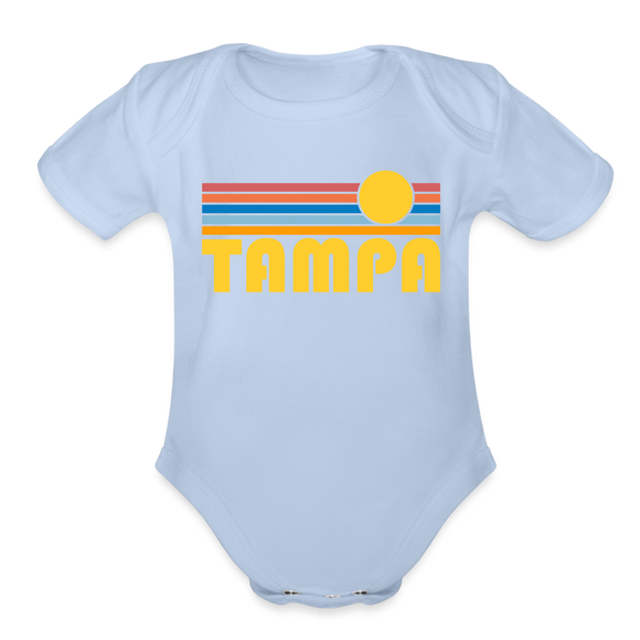 Tampa, Florida Baby Bodysuit Retro Sun - sky
