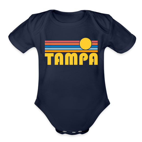 Tampa, Florida Baby Bodysuit Retro Sun - dark navy
