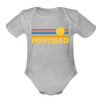 Portland, Oregon Baby Bodysuit Retro Sun - heather grey