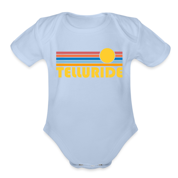 Telluride, Colorado Baby Bodysuit Retro Sun - sky