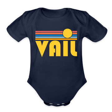 Vail, Colorado Baby Bodysuit Retro Sun - dark navy