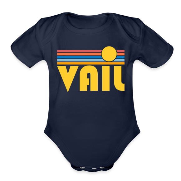 Vail, Colorado Baby Bodysuit Retro Sun - dark navy