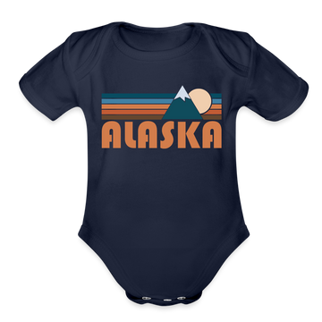 Alaska Baby Bodysuit Retro Mountain - dark navy