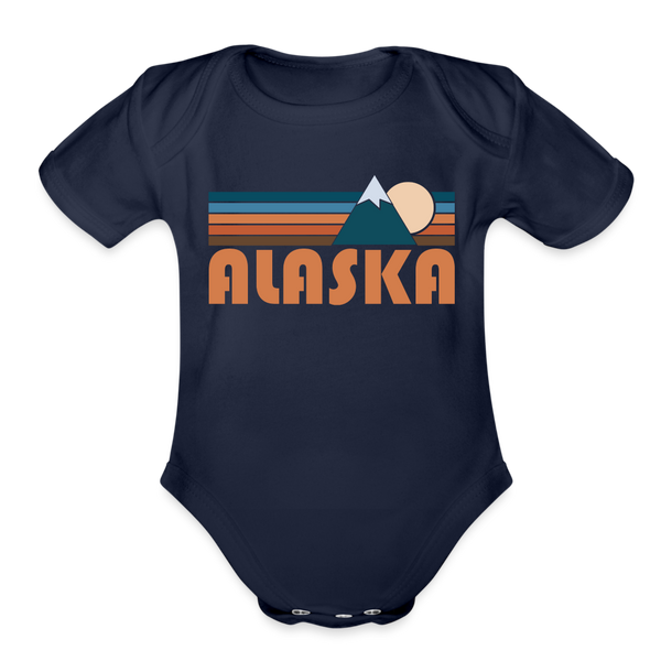 Alaska Baby Bodysuit Retro Mountain - dark navy