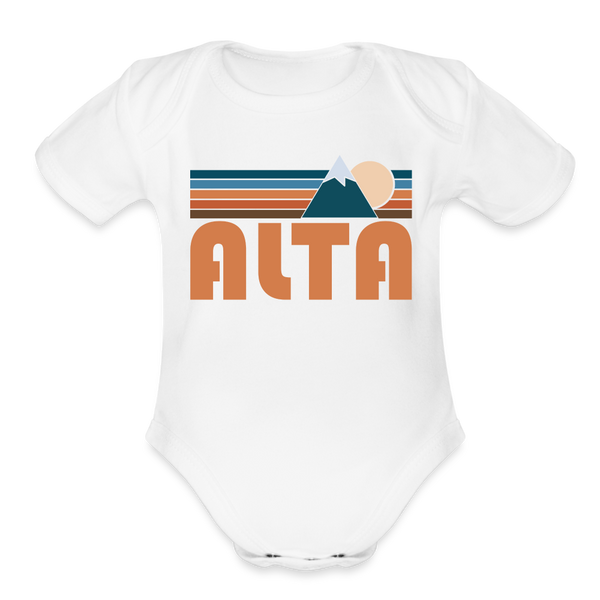 Alta, Utah Baby Bodysuit Retro Mountain - white
