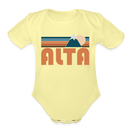 Alta, Utah Baby Bodysuit Retro Mountain - washed yellow