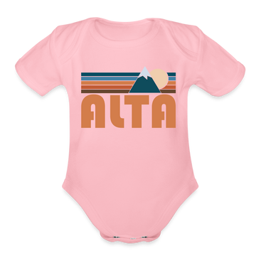 Alta, Utah Baby Bodysuit Retro Mountain - light pink