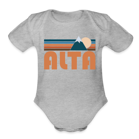 Alta, Utah Baby Bodysuit Retro Mountain - heather grey