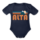 Alta, Utah Baby Bodysuit Retro Mountain - dark navy