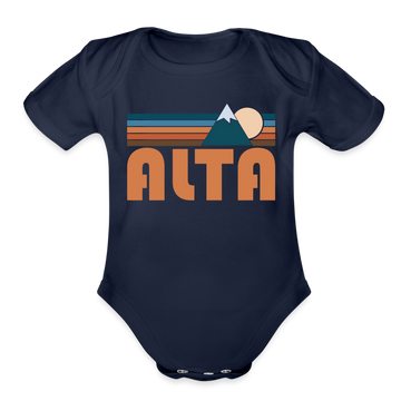Alta, Utah Baby Bodysuit Retro Mountain - dark navy