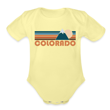 Colorado Baby Bodysuit Retro Mountain - washed yellow