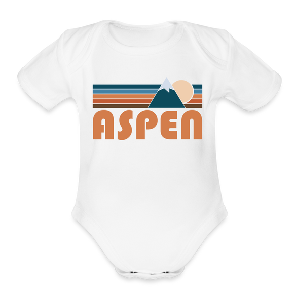 Aspen, Colorado Baby Bodysuit Retro Mountain - white