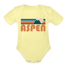 Aspen, Colorado Baby Bodysuit Retro Mountain - washed yellow