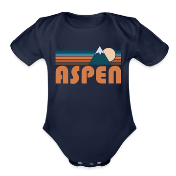 Aspen, Colorado Baby Bodysuit Retro Mountain - dark navy